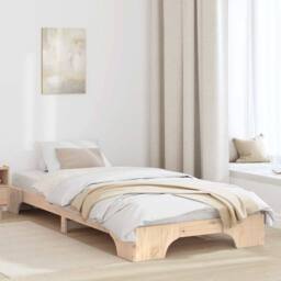 Berkfield Home Bed Frame Natural Pine Wood 100 x 200 cm Durable Bed Frame in Beige - thumbnail 1