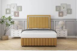 "Comfort Beds Boston Gold Plush Divan Set 2 Drawers-26"" Headboard-Footboard in Mustard - Size: Double" - thumbnail 1