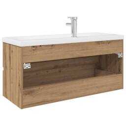 Berkfield Home Sink Cabinet with Built-in Basin & Faucet Artisan Oak in Brown - thumbnail 8