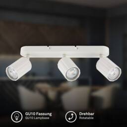 BRILONER 3 Way Spotlight Adjustable Ceiling Light Bedroom Hallway Lamp GU10 in White - thumbnail 3