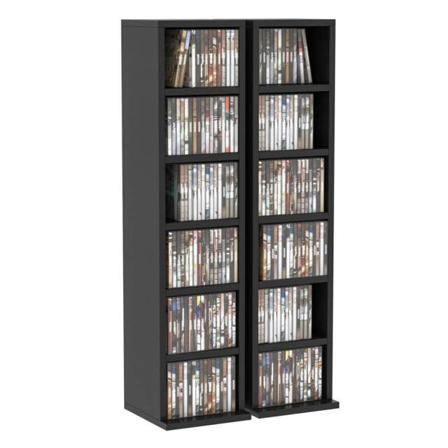 VOGREX Set of 2 CD Storage Units with Adjustable Shelves in Black - image 1