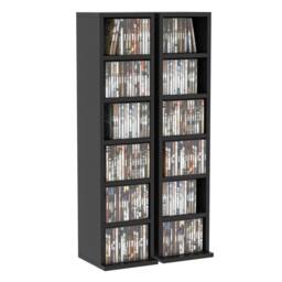 VOGREX Set of 2 CD Storage Units with Adjustable Shelves in Black
