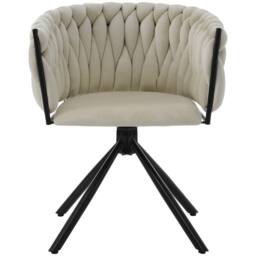 BTM Set of 1/2/4/6 Velvet Swivel Chair with Metal Support Legs in Beige - Size: 1 Pack - thumbnail 9