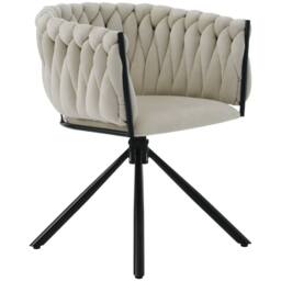 BTM Set of 1/2/4/6 Velvet Swivel Chair with Metal Support Legs in Beige - Size: 1 Pack - thumbnail 8