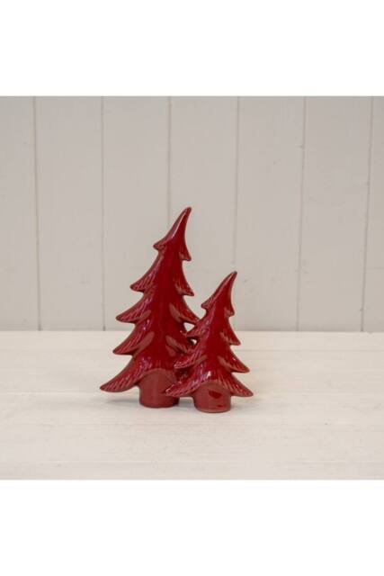 KDMD Medium Red Ceramic Bendy Double Christmas Trees - image 1
