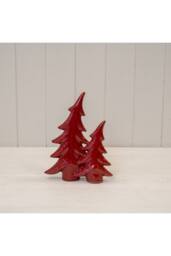KDMD Medium Red Ceramic Bendy Double Christmas Trees - thumbnail 2