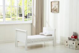 MCC Direct CozyCubs Wooden Curved Sleigh Design Baby Cot Bed Savannah City in White - thumbnail 6