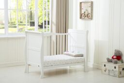 MCC Direct CozyCubs Wooden Curved Sleigh Design Baby Cot Bed Savannah City in White - thumbnail 5