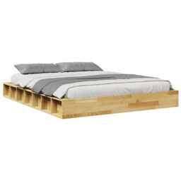 Berkfield Home Bed Frame without Mattress 140x190 cm Solid Wood Oak in Brown - thumbnail 5