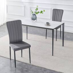 MCC Direct Set of 2 Velvet Dining Chairs Padded Upholstered Accent Chair Elle in Dark Grey - thumbnail 2