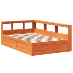 Berkfield Home Bookcase Bed without Mattress Wax Brown 120x190cm Solid Wood Pine - Size: 120x190 cm - thumbnail 3