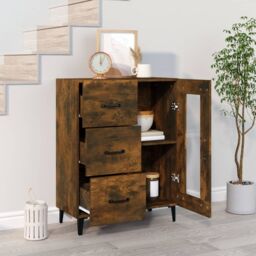Berkfield Home Sideboard Smoked Oak 69.5x34x90 cm Engineered Wood in Brown - thumbnail 3