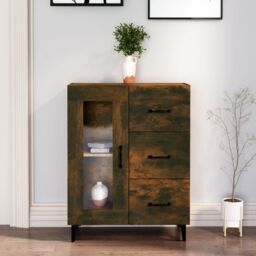 Berkfield Home Sideboard Smoked Oak 69.5x34x90 cm Engineered Wood in Brown - thumbnail 1