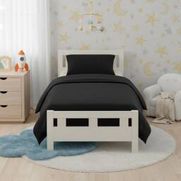 Snug City Flannelette Cotton Cot Bed Duvet Cover Set Brushed Warm Bedding Set in Black - thumbnail 1
