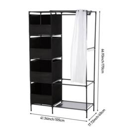 KORVIXA Foldable Home Fabric Wardrobe Clothes Closet Storage Cabinet in Black - Size: 900mm - thumbnail 2