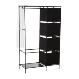 KORVIXA Foldable Home Fabric Wardrobe Clothes Closet Storage Cabinet in Black - Size: 900mm - thumbnail 1