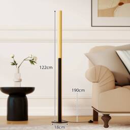 Costway Bamboo Floor Lamp Minimalist Dimmable LED Corner Lamp w/ Foot Switch in Natural - thumbnail 2
