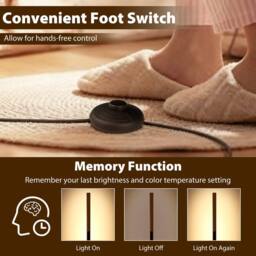 Costway Bamboo Floor Lamp Minimalist Dimmable LED Corner Lamp w/ Foot Switch in Natural - thumbnail 4