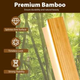 Costway Bamboo Floor Lamp Minimalist Dimmable LED Corner Lamp w/ Foot Switch in Natural - thumbnail 5