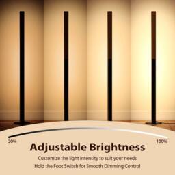 Costway Bamboo Floor Lamp Minimalist Dimmable LED Corner Lamp w/ Foot Switch in Natural - thumbnail 7