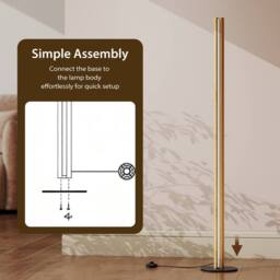 Costway Bamboo Floor Lamp Minimalist Dimmable LED Corner Lamp w/ Foot Switch in Natural - thumbnail 6