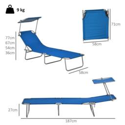NESTLUNE Folding Sun Lounger Set of 2 w in Blue - Size: 100 cm x 15 cm - thumbnail 2