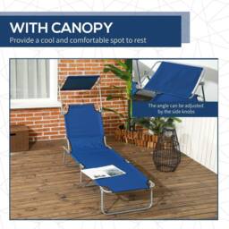 NESTLUNE Folding Sun Lounger Set of 2 w in Blue - Size: 100 cm x 15 cm - thumbnail 3