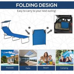 NESTLUNE Folding Sun Lounger Set of 2 w in Blue - Size: 100 cm x 15 cm - thumbnail 5
