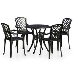 Berkfield Home 5 Piece Bistro Set Cast Aluminium Black