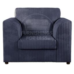 Furnishings For Less UK Luxor Jumbo Cord 2 + 1 + 1 Fabric 3 Piece Sofa Suite - Fullback in Navy - thumbnail 3