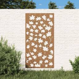 Berkfield Home Garden Wall Decoration 105x55 cm Corten Steel Maple Leaf Design in Brown - thumbnail 2