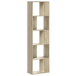 Berkfield Home Decorative Bookcase 5-Tier Sonoma Oak 45x23.5x162.5 cm Engineered Wood in Natural - thumbnail 5