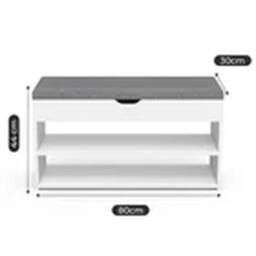 EONLION Shoe Bench Storage Cabinet with Padded Cushion Seat Organiser in White - thumbnail 2