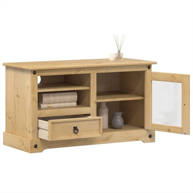 Berkfield Home TV Cabinet Corona 100x45x58 cm Solid Wood Pine in Brown - Size: 100 x 45 x 58 cm - image 1