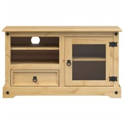 Berkfield Home TV Cabinet Corona 100x45x58 cm Solid Wood Pine in Brown - Size: 100 x 45 x 58 cm - thumbnail 4