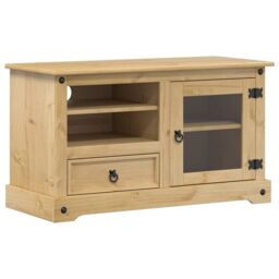 Berkfield Home TV Cabinet Corona 100x45x58 cm Solid Wood Pine in Brown - Size: 100 x 45 x 58 cm - thumbnail 2