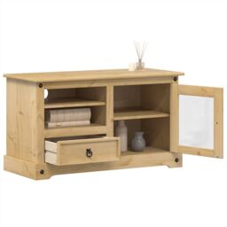 Berkfield Home TV Cabinet Corona 100x45x58 cm Solid Wood Pine in Brown - Size: 100 x 45 x 58 cm