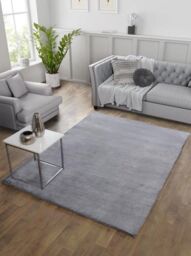 The Linen Consultancy TLC 5 Star Hotel Concept Tipped Luxury Faux Fur Silver Rug - Size: 60 cm x 100 cm