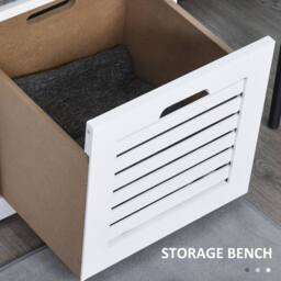 Wyld Haus Vesava White 3 Drawer Slatted Shoe Bench with Grey Padded Seat - thumbnail 7