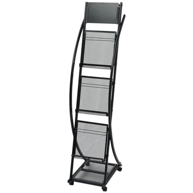 Berkfield Home Magazine Rack 40x32x131 cm Black A4 - Size: 40 x 32 x 131 cm - image 1