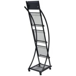 Berkfield Home Magazine Rack 40x32x131 cm Black A4 - Size: 40 x 32 x 131 cm - thumbnail 3
