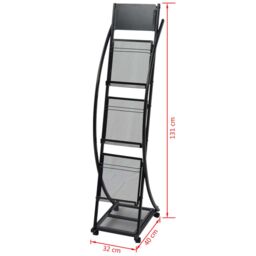 Berkfield Home Magazine Rack 40x32x131 cm Black A4 - Size: 40 x 32 x 131 cm - thumbnail 6