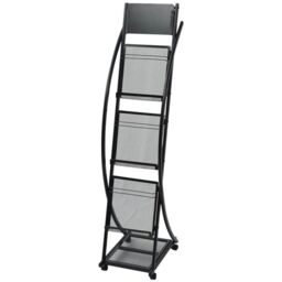 Berkfield Home Magazine Rack 40x32x131 cm Black A4 - Size: 40 x 32 x 131 cm - thumbnail 1