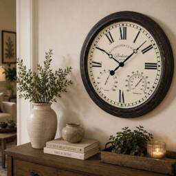 "Marco Paul 15"" Wall Clock with Thermometer - Bickerton in Brown" - thumbnail 6