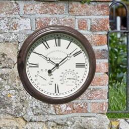 "Marco Paul 15"" Wall Clock with Thermometer - Bickerton in Brown" - thumbnail 4
