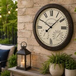 "Marco Paul 15"" Wall Clock with Thermometer - Bickerton in Brown" - thumbnail 2