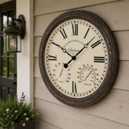 "Marco Paul 15"" Wall Clock with Thermometer - Bickerton in Brown" - thumbnail 5