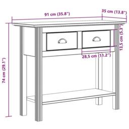 Berkfield Home Console Table BODO Brown 90x34.5x73 cm Solid Wood Pine in White - thumbnail 8