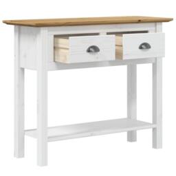 Berkfield Home Console Table BODO Brown 90x34.5x73 cm Solid Wood Pine in White - thumbnail 4