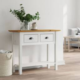 Berkfield Home Console Table BODO Brown 90x34.5x73 cm Solid Wood Pine in White - thumbnail 2